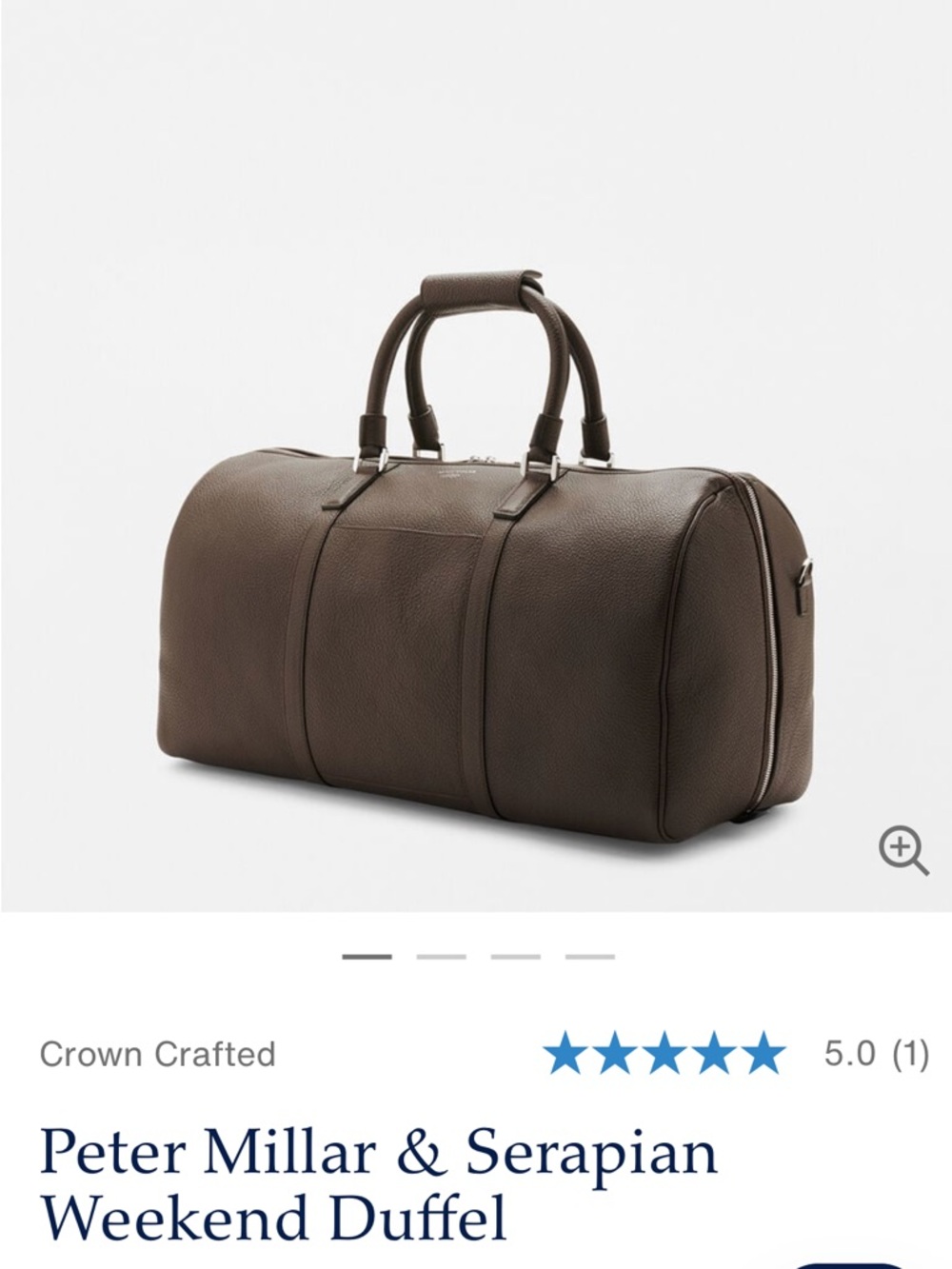Peter Millar Weekend Duffel in Brown, brand new